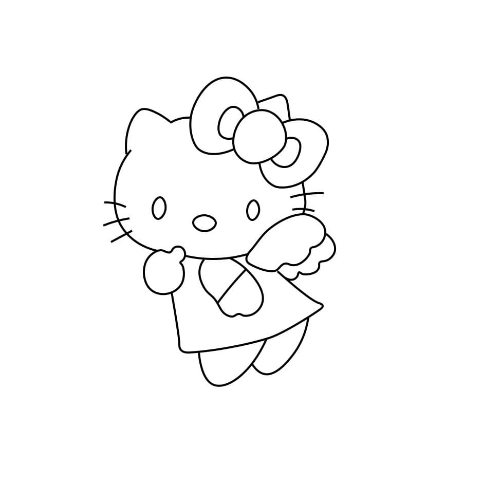 Tô màu Vẽ Mèo Hello Kitty Thân Thiện  Trang Tô Màu Cho Bé