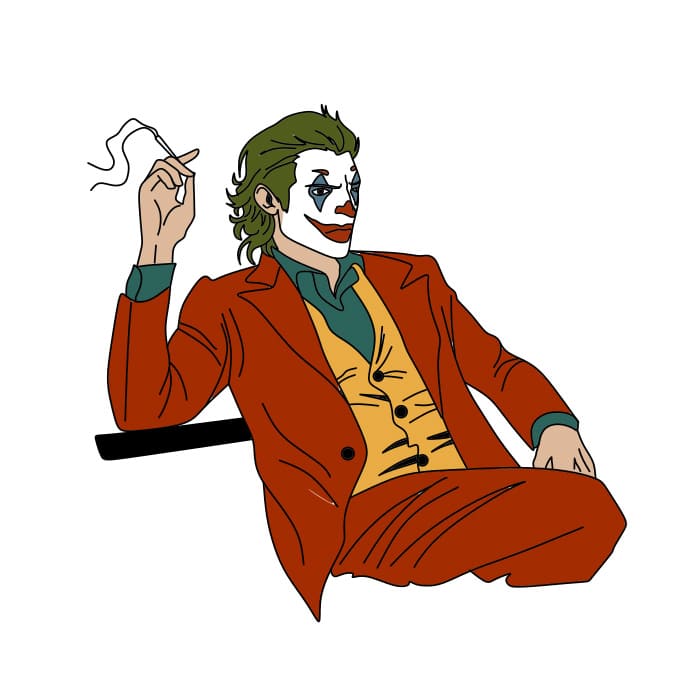 Joker được vẽ bằng sơn đỏ và đen trên nền trắng 2K tải xuống hình nền