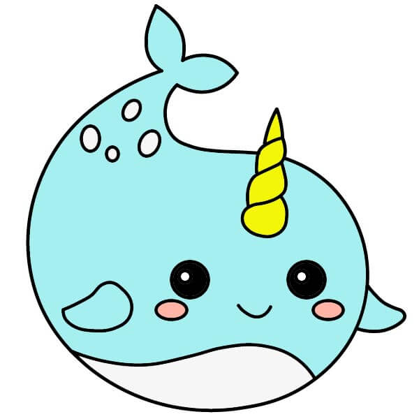 Cách vẽ Cá voi Narwhal