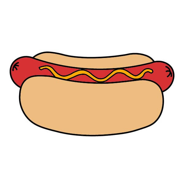 Cách vẽ Bánh mì kẹp xúc xích